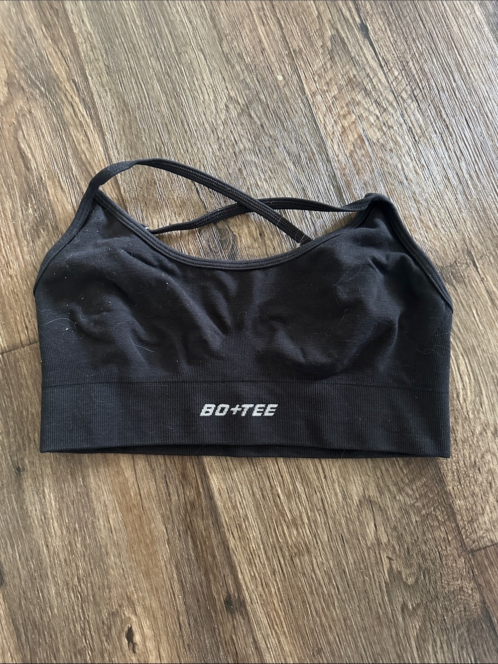 Bo+Tee Black Seamless Strappy Sports Bra